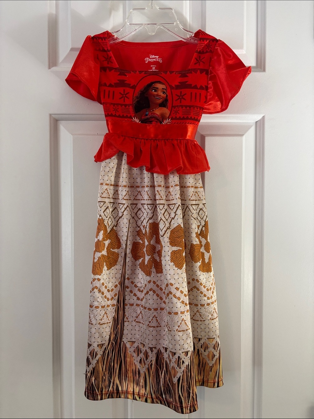 Disney Girls' Red and Cream Moana Dress